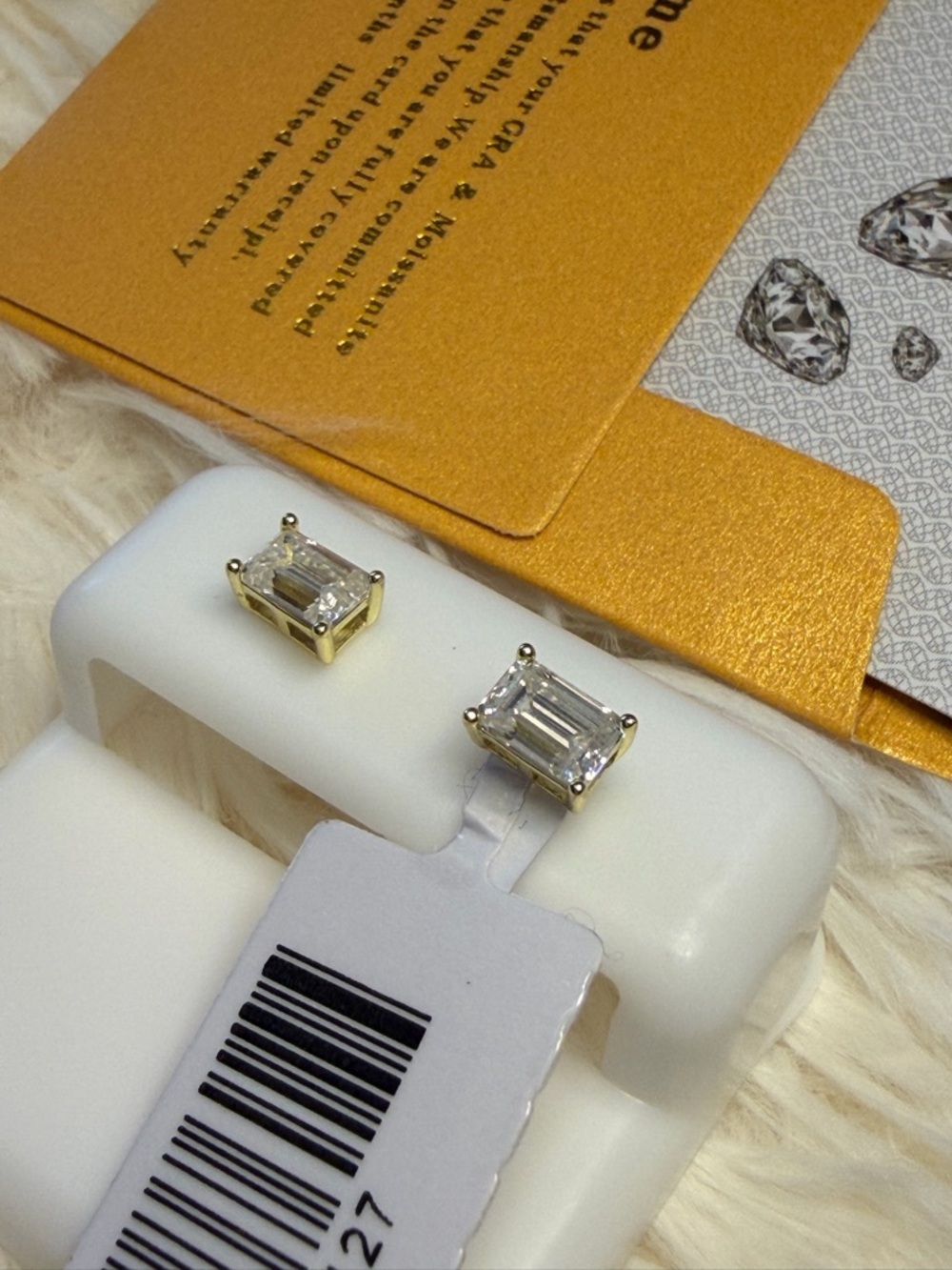 Sterling Silver Moissanite Emerald Cut Stud Earrings 1.22 CT GRA Certified